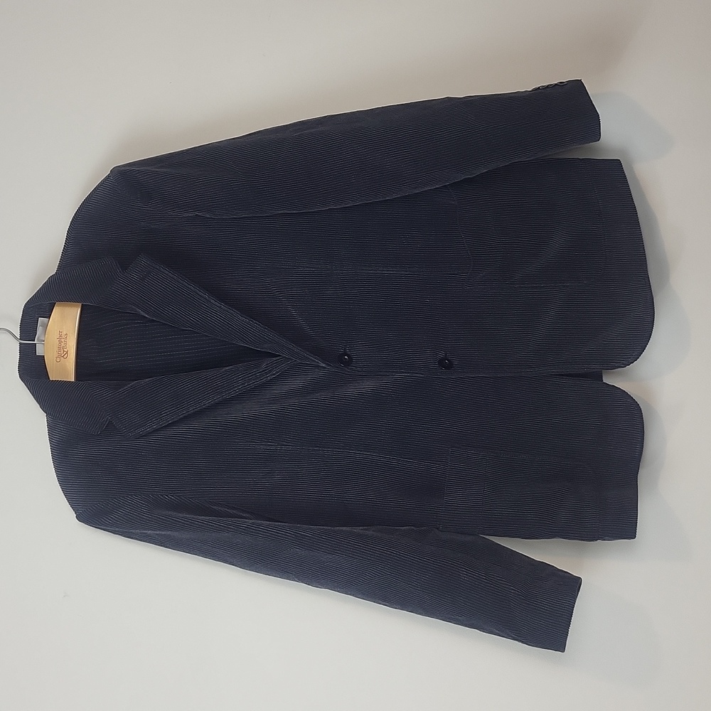 DKNY Black Gray Cotton Double Button  Corduroy Washable Blazer